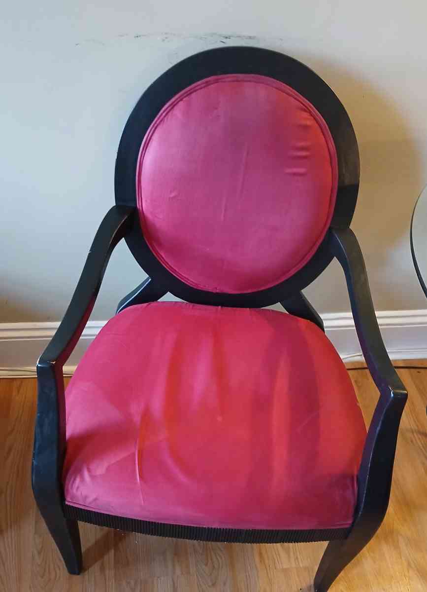 glass table with 2 red black vintage chairs - Baltimore, Maryland - FleaMarketBay