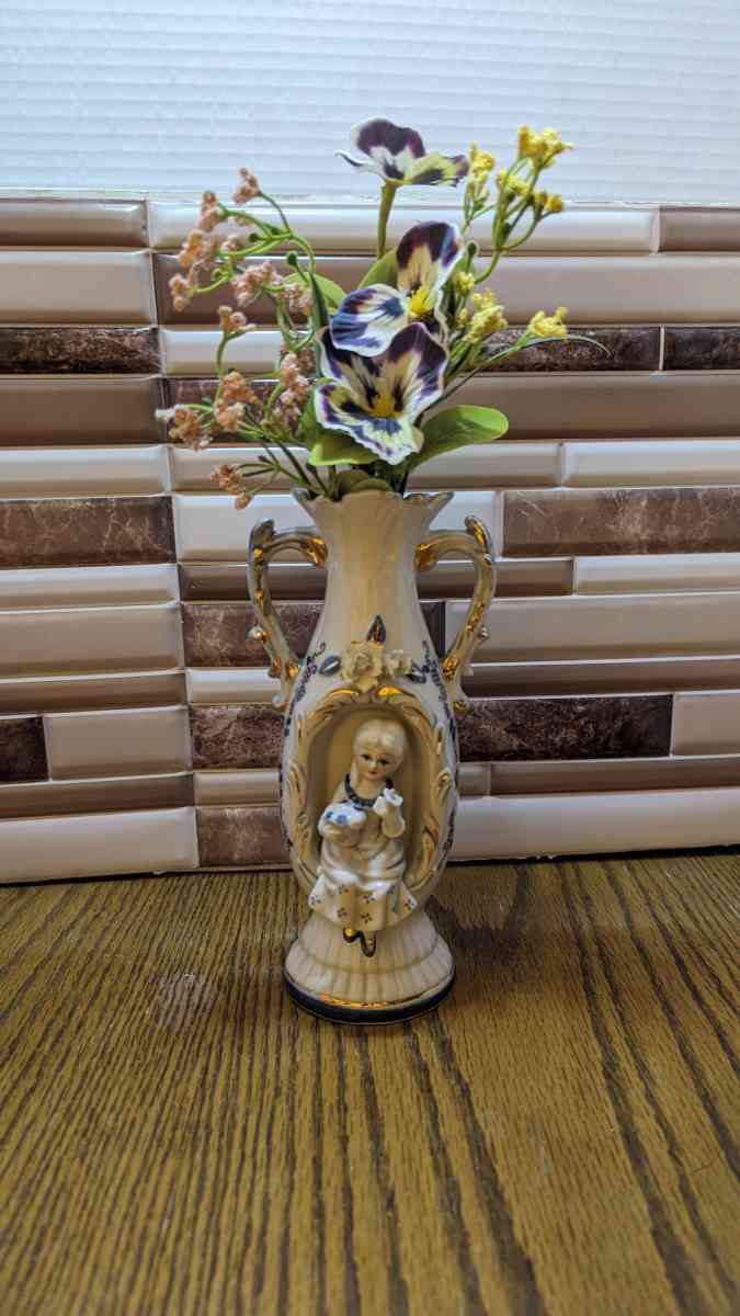 Vintage Victorian  Vase With A 3D Woman Inset Holding Flower - Phoenix, Arizona - FleaMarketBay