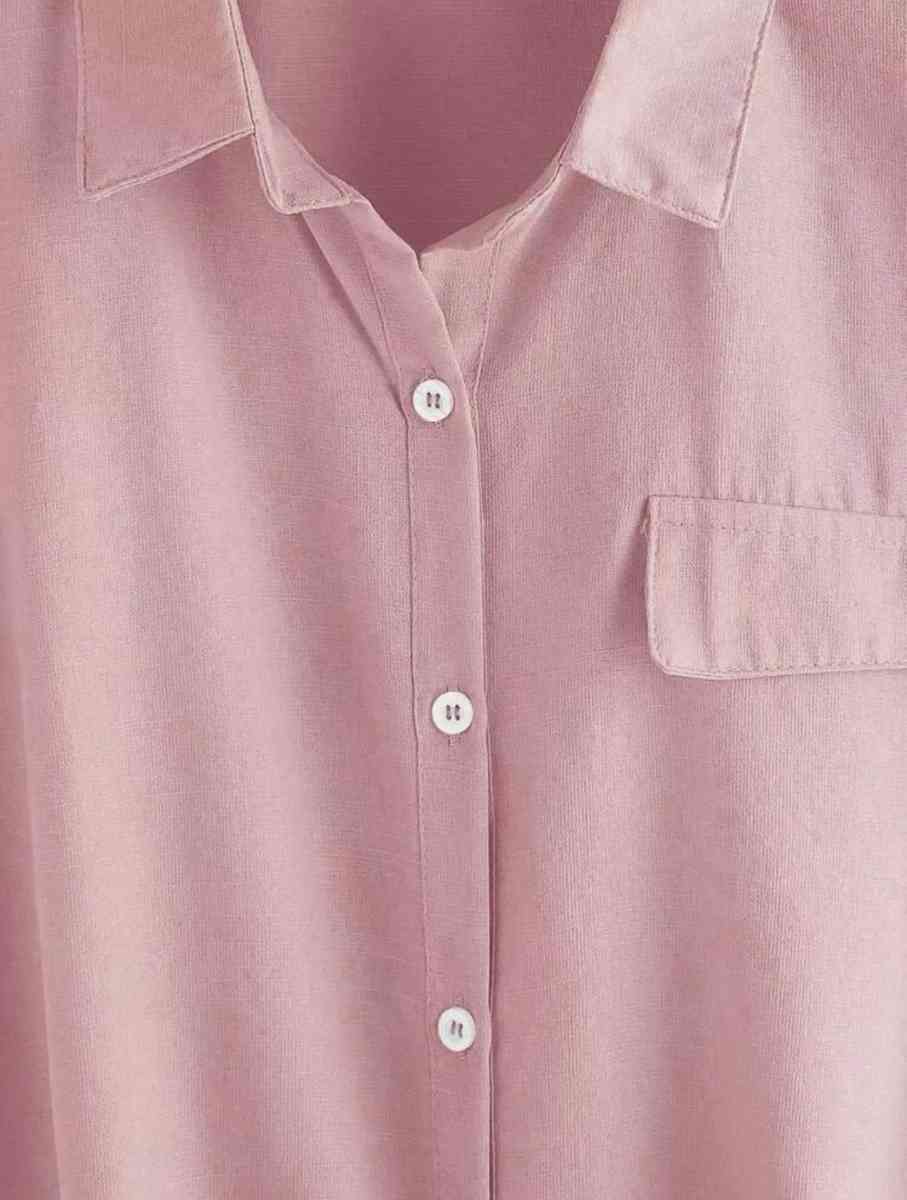 Pink Sleeve Button Front Shirt - Jamaica, New York - FleaMarketBay