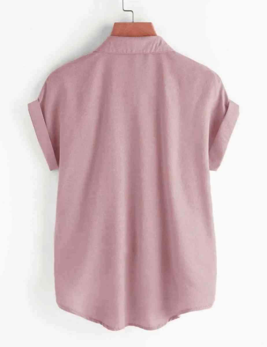 Pink Sleeve Button Front Shirt - Jamaica, New York - FleaMarketBay