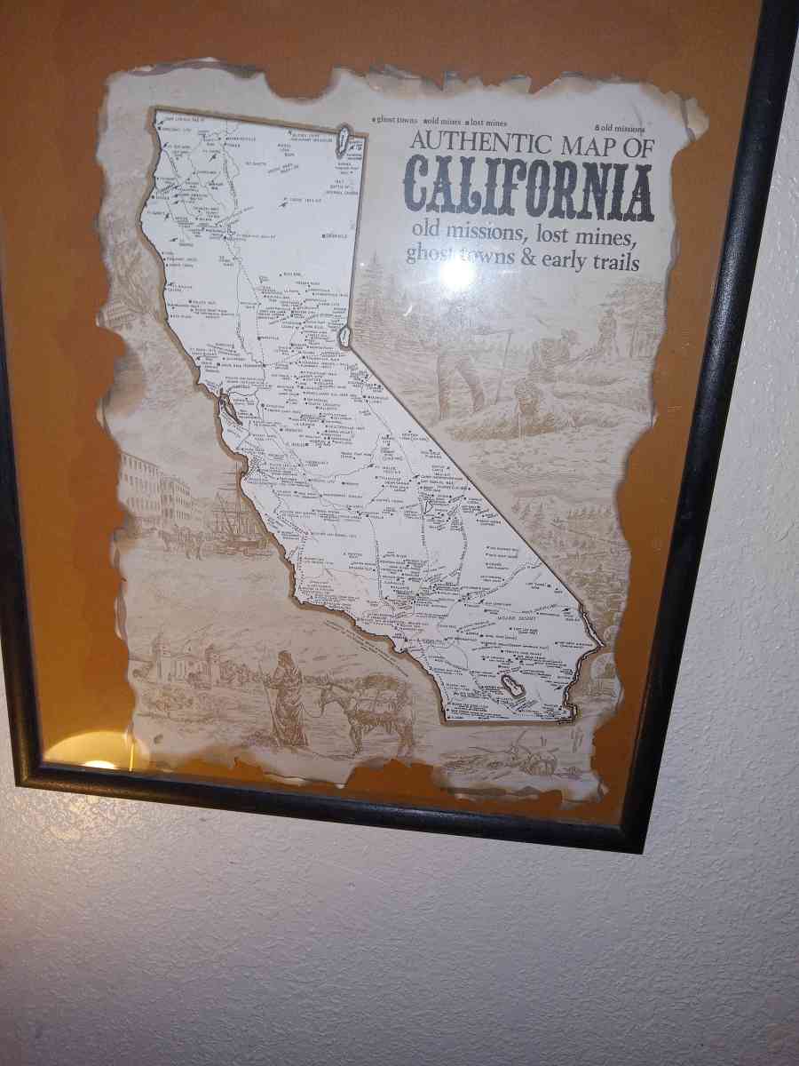 AUTHENTIC MAP OF CALIFORNIA OLD MISSIONS LOST MINES - Junction City, Kansas