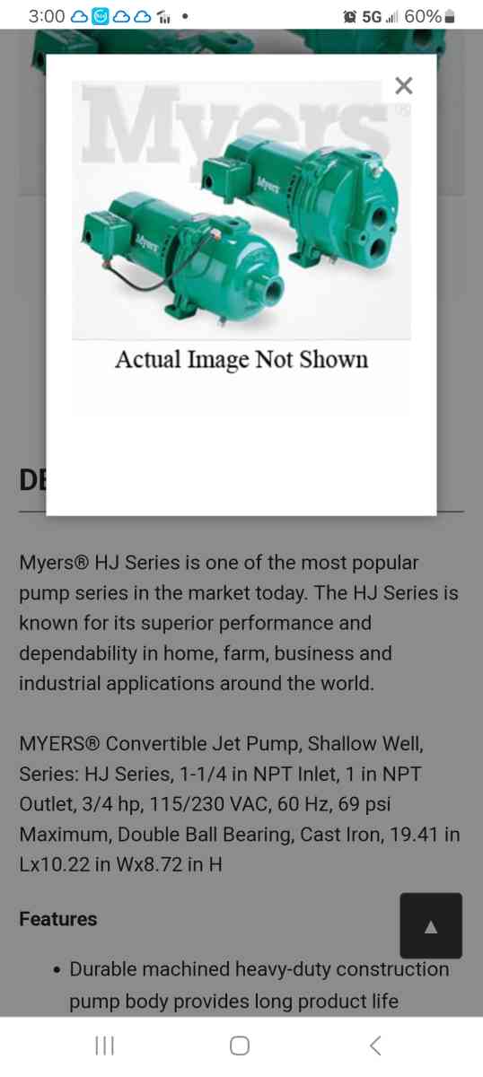 Myers ejecto convertible jet pump - Middleburg, Florida - FleaMarketBay