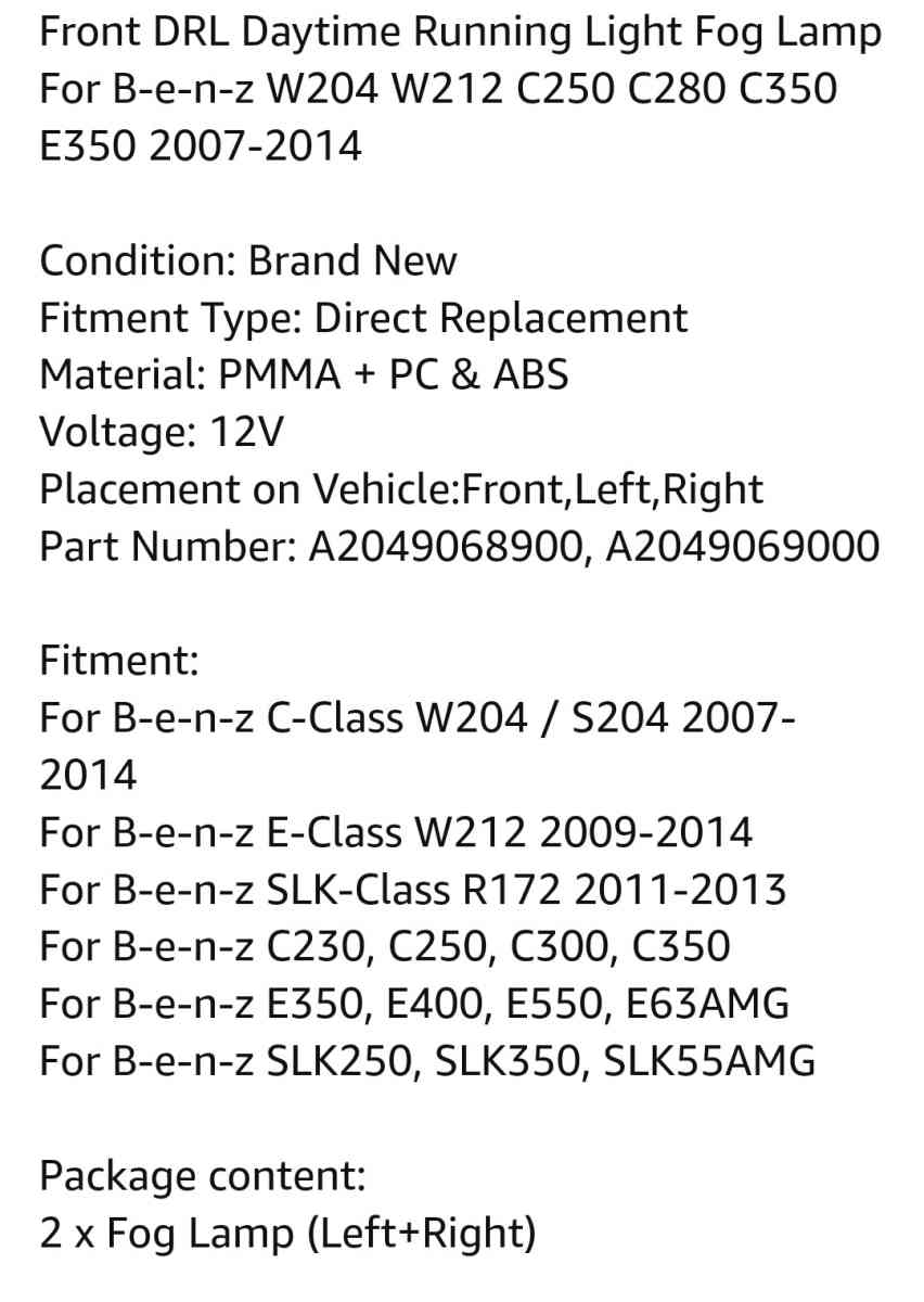 Mercedes Benz Right and Left Fog Lights - Belle Valley, Ohio - FleaMarketBay