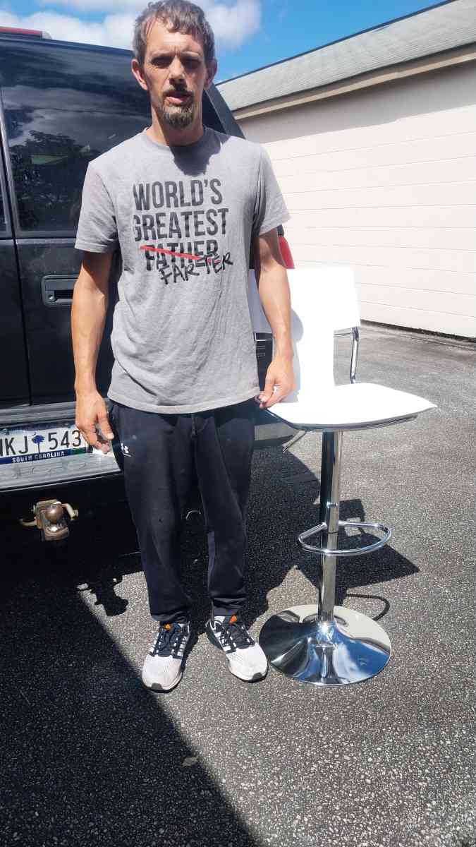 Adjustable White Leather Bar Stools - Easley, South Carolina - FleaMarketBay