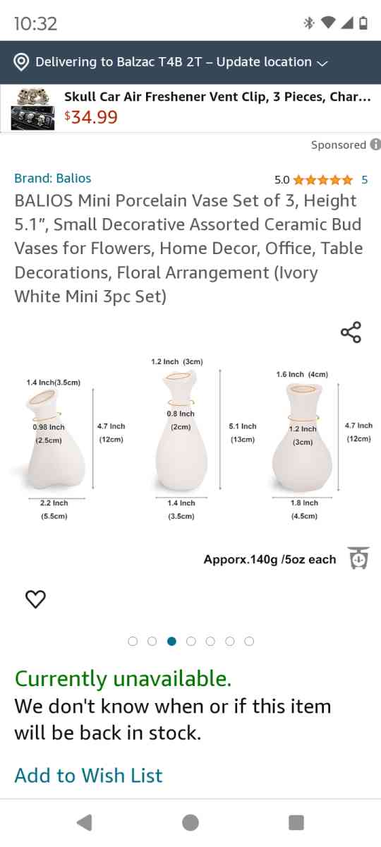 mini porcelain vase set of 3 - Orlando, Florida - FleaMarketBay