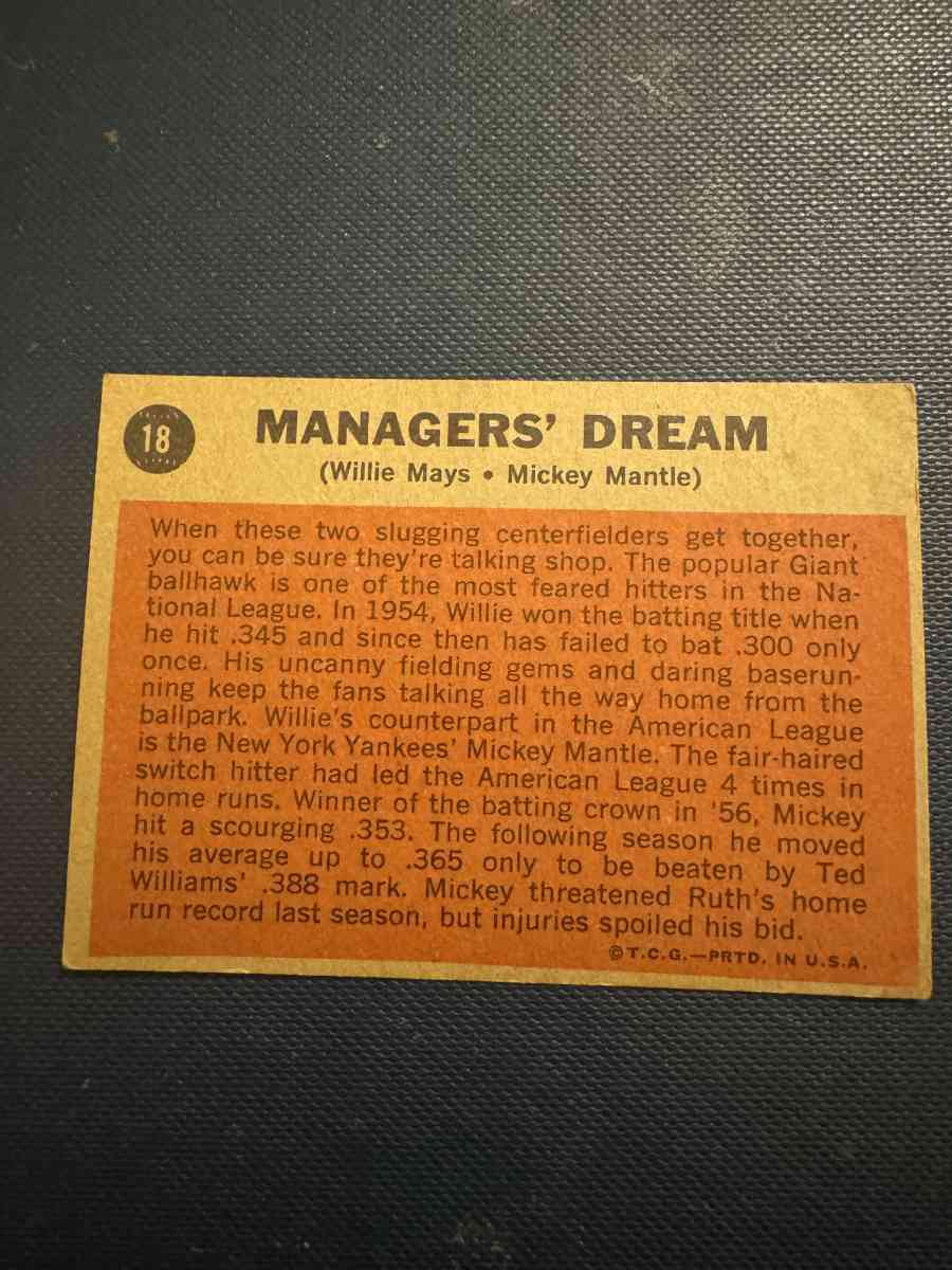 managers Dream Baseball Card Topps 18 - Portland, Texas - FleaMarketBay