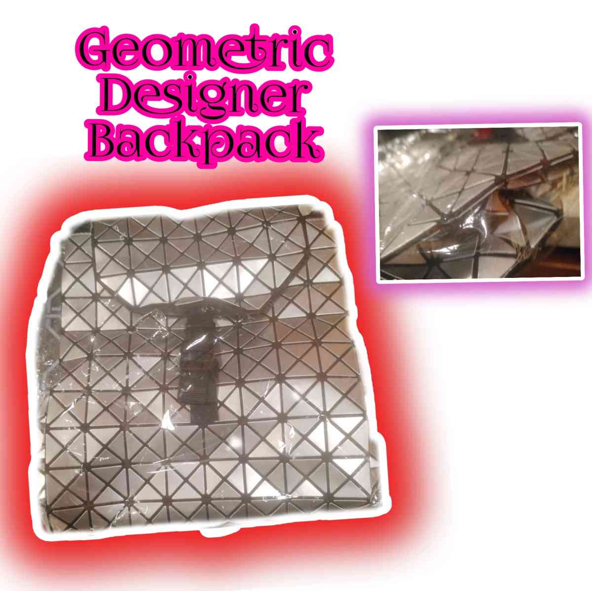 Metallic Studded Geometric Designer Backpack Bag Durable Gla - Farmingdale, New York
