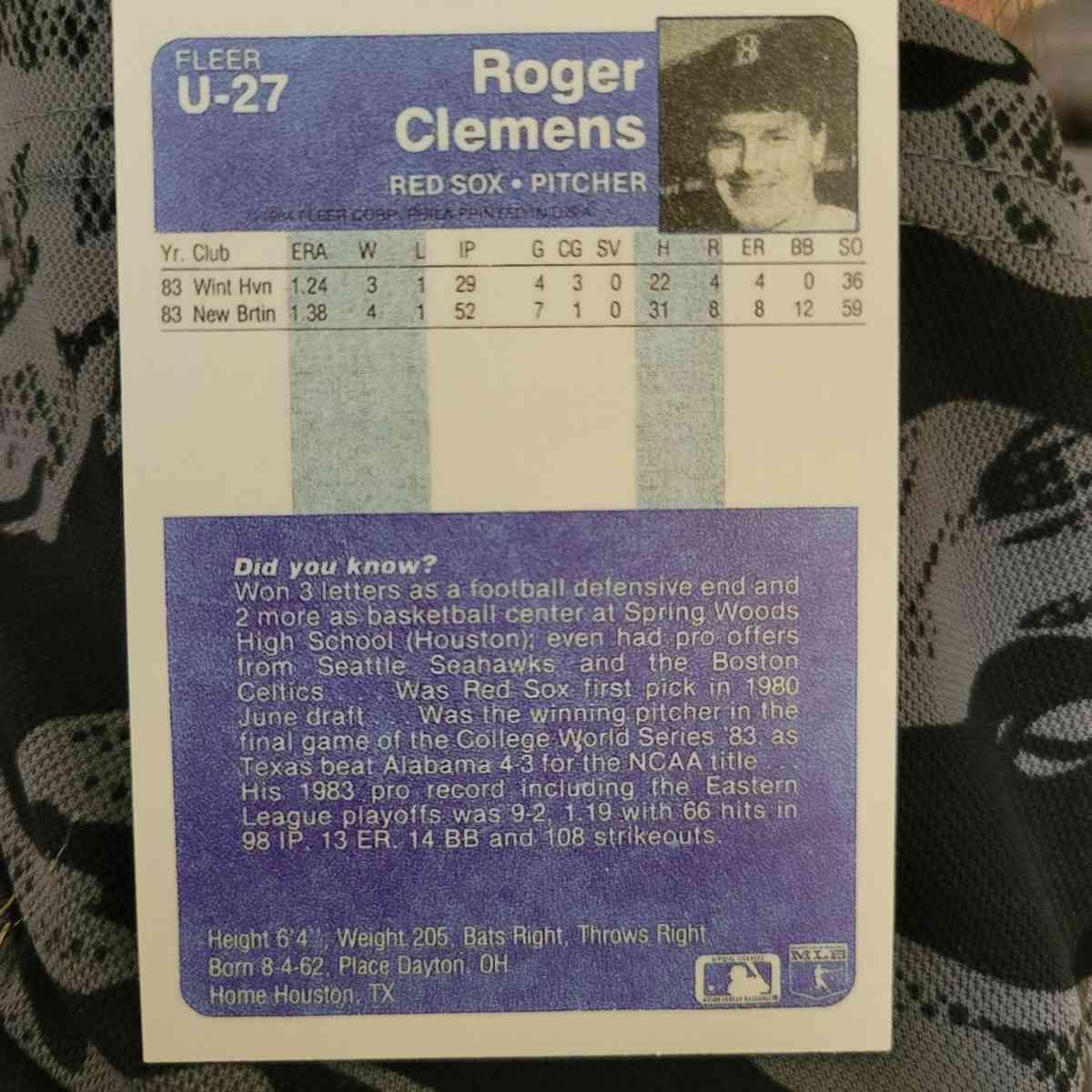 1984 fleer roger clemens rookie - Omaha, Nebraska - FleaMarketBay