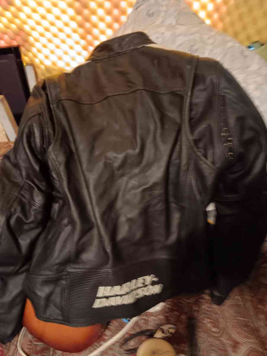 XXL tall Harley Davidson leather jacket with chaps helmet - Auburn, Alabama - FleaMarketBay