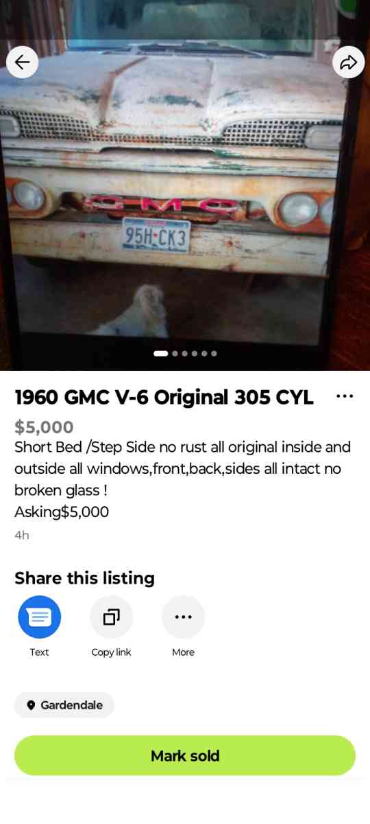 1960 GMC V6 305 CYL Short Bed Step Side - Abilene, Texas - FleaMarketBay