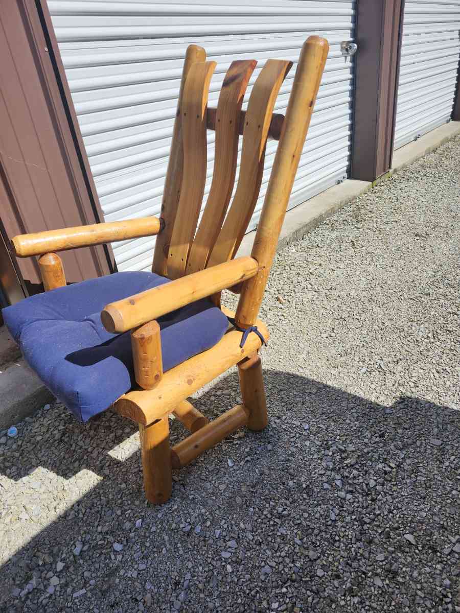 log dining table with 6 log Adirondack chairs - Nashville, Indiana - FleaMarketBay