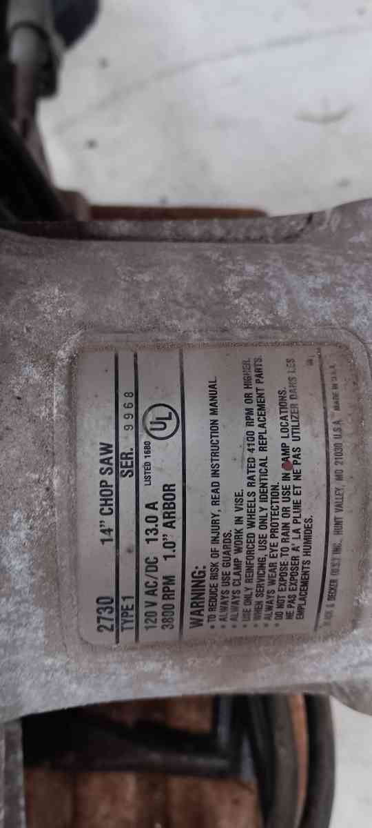 Black and decker industrial chop saw - Paige, Texas - FleaMarketBay