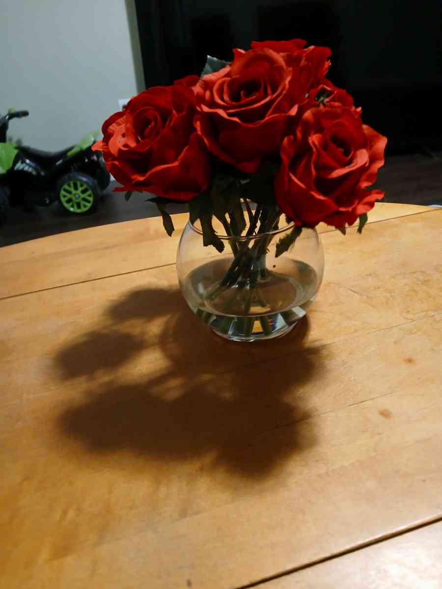 red roses in glass vase - Hamilton, Ohio - FleaMarketBay