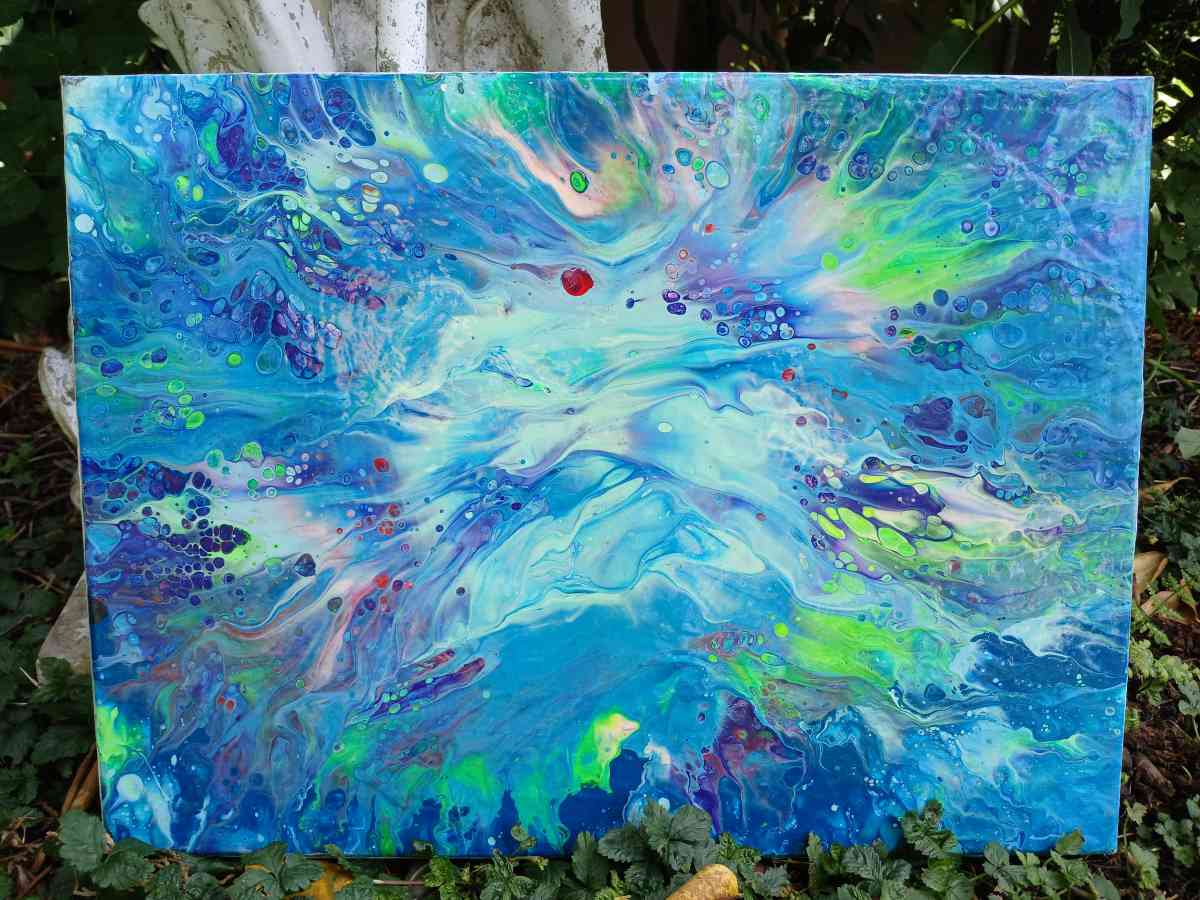 Jungle Brain Waves Absract Acrylic Paint Poured 12x16 Stretc - Kingston, Pennsylvania