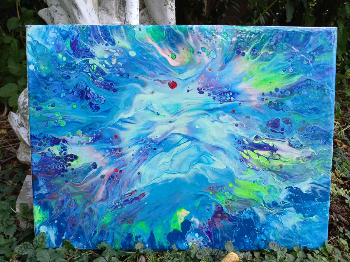 Jungle Brain Waves Absract Acrylic Paint Poured 12x16 Stretc - Kingston, Pennsylvania - FleaMarketBay