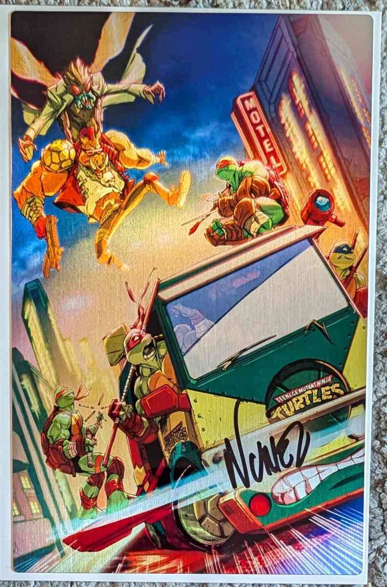 TMNT TURTLES comic book size  Metal art print signed - Largo, Florida - FleaMarketBay
