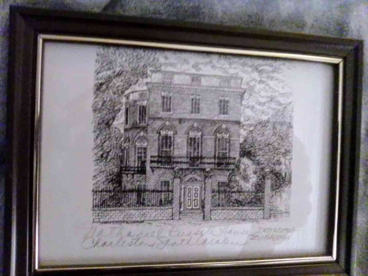 Signed Print of the Nathaniel Russell House in Charleston - Summerville, South Carolina - FleaMarketBay