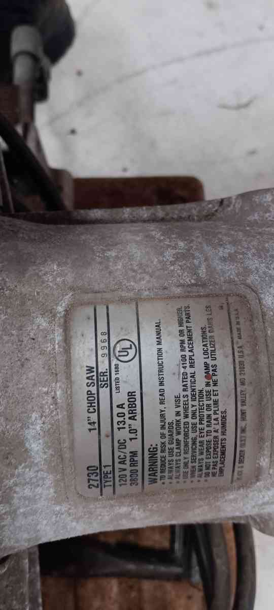 Black and decker industrial chop saw - Paige, Texas - FleaMarketBay