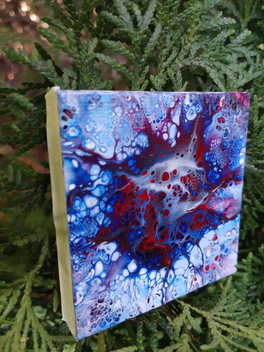 Orb Eruption Acrylic Pour Painted Magnetic Stretched Canvas - Kingston, Pennsylvania - FleaMarketBay