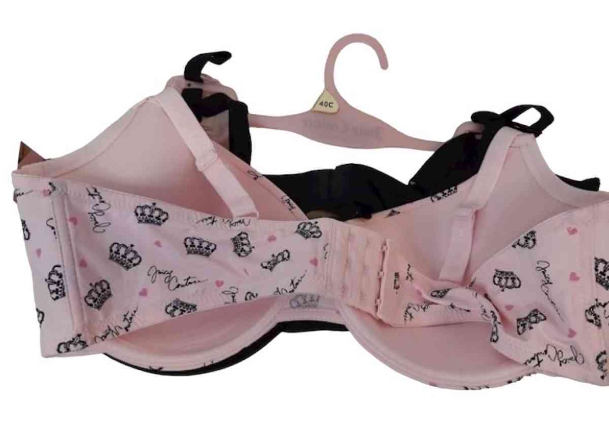 Juicy Couture NWT Bra Set Pink W Logo  Black Size 40C - Chicago Heights, Illinois - FleaMarketBay