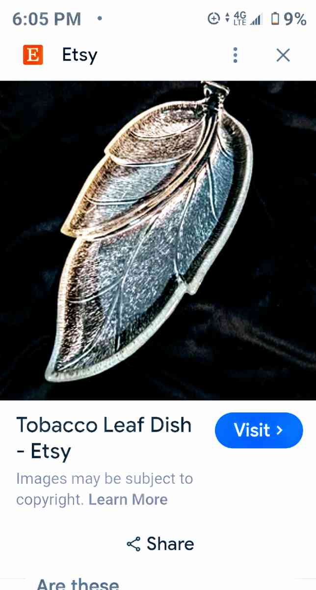 vintage pressed glass 1g2 in tobacco leaf art sculpture bowl - Altamonte Springs, Florida - FleaMarketBay