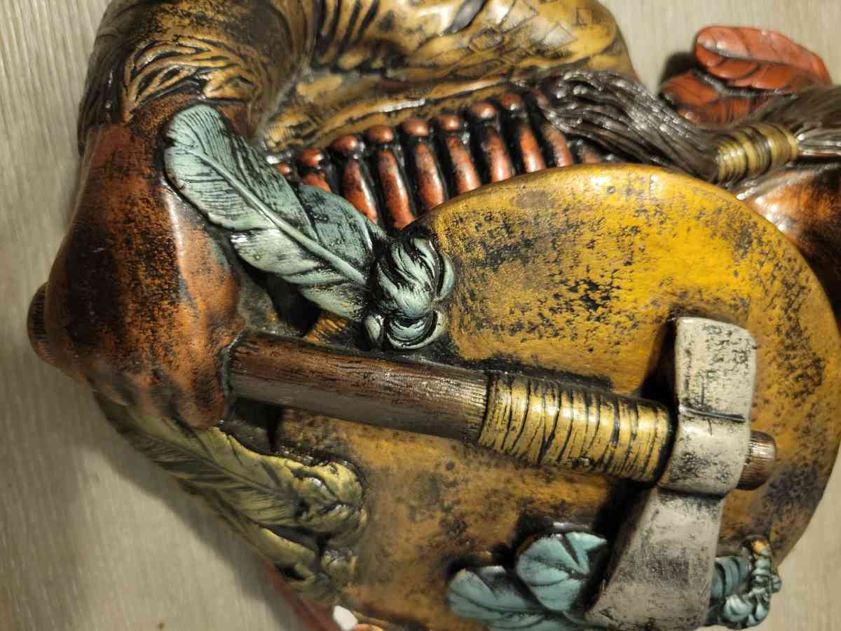 bronze and plaster Indian chief heavy wall plaque - Cleveland, Ohio - FleaMarketBay