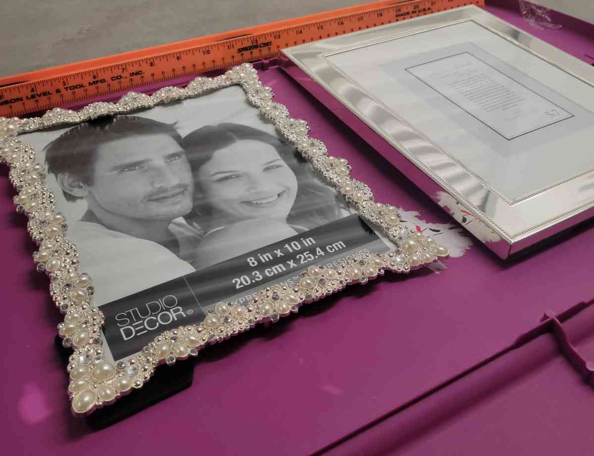 2  8x10 Photo Frames 1 Pearl and Embellished 1 Silver Mirror - Kenner, Louisiana - FleaMarketBay