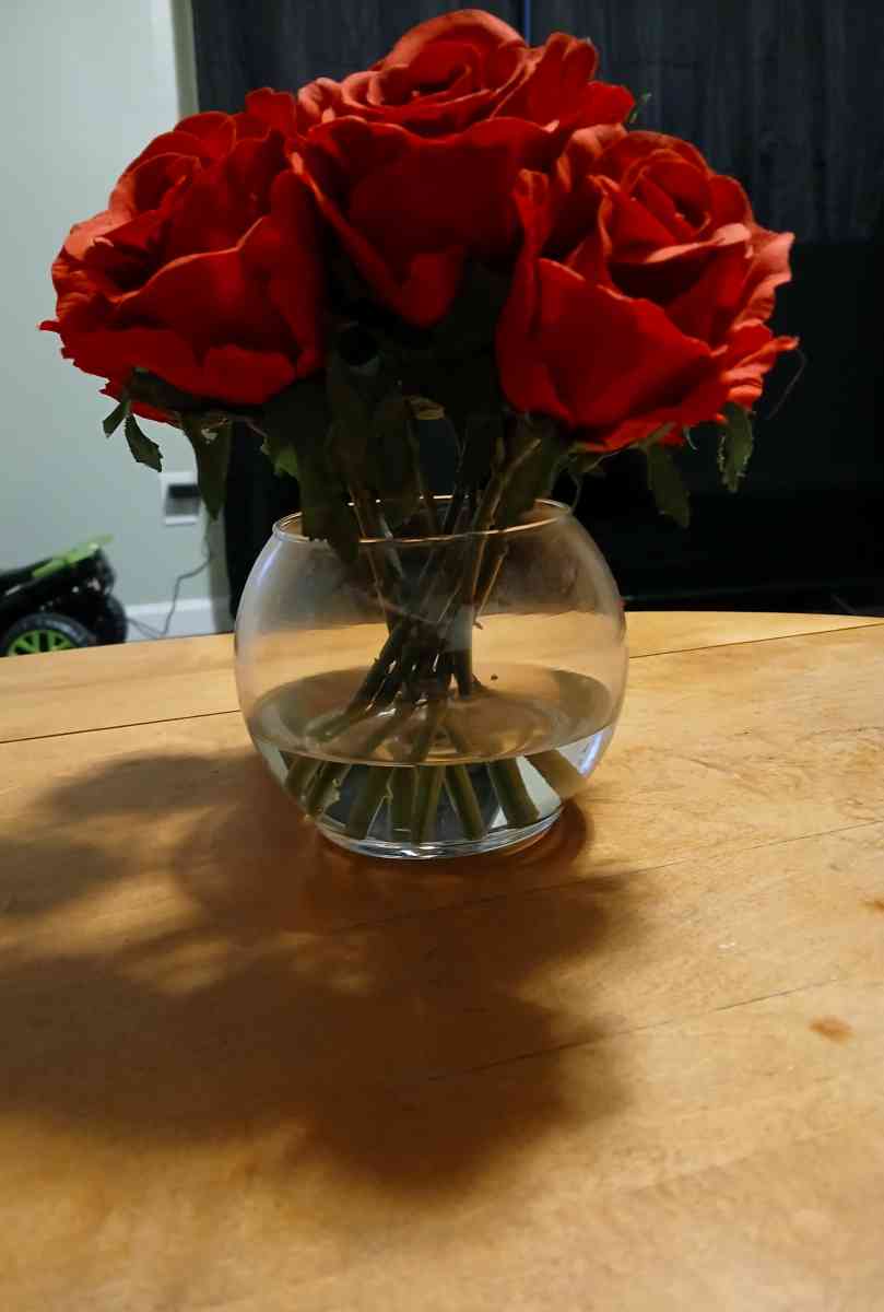 red roses in glass vase - Hamilton, Ohio - FleaMarketBay