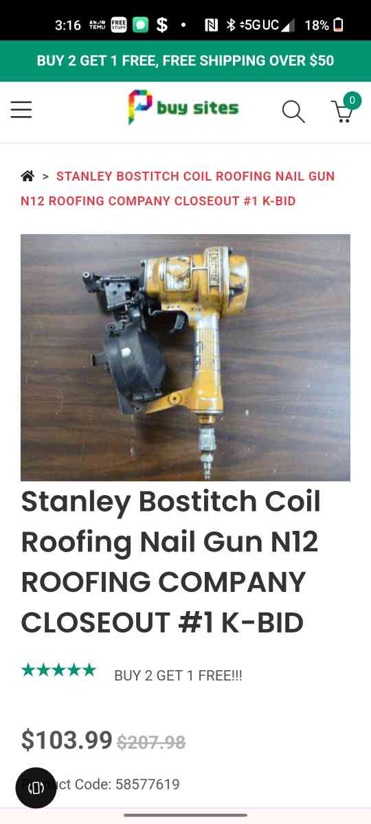 Stanley Bostitch nail gun - Louisville, Kentucky - FleaMarketBay