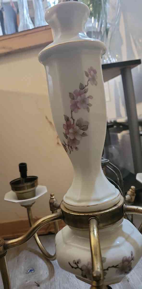 antique porcelian and brass flower chandelior - Cleveland, Ohio - FleaMarketBay