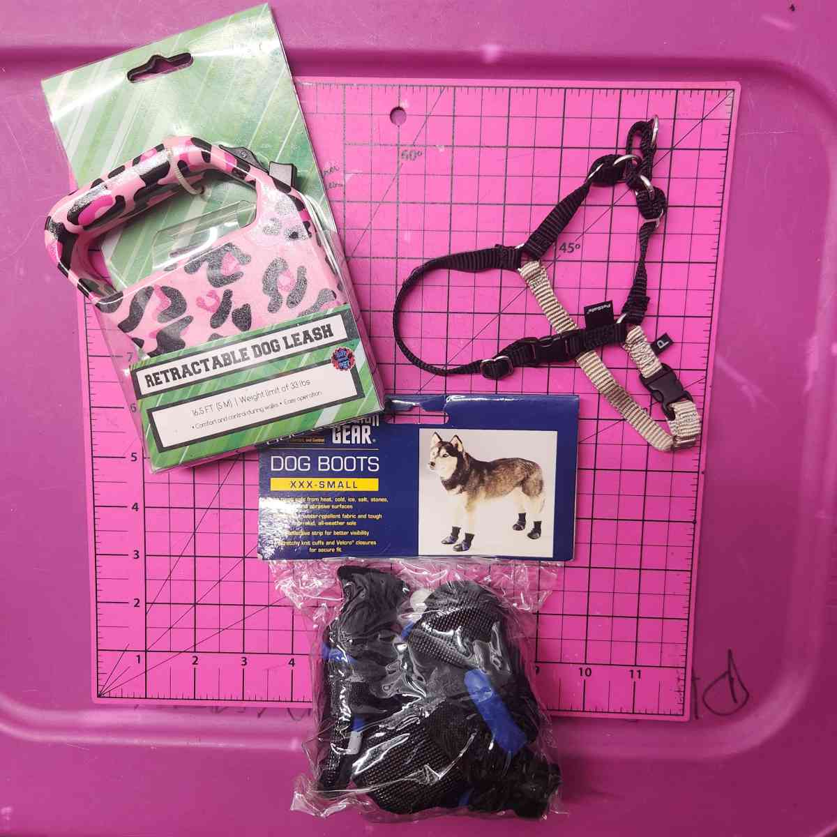 Pet Dog Lot of 3 Retractable Leash Harness and Boots
