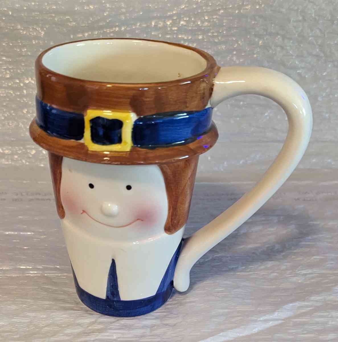 Rare Vintage WCL 3D Ceramic Thanksgiving Pilgrim Mug - Phoenix, Arizona