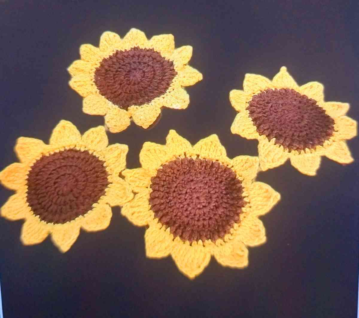 Sunflower Crochet Coasters - Amityville, New York - FleaMarketBay