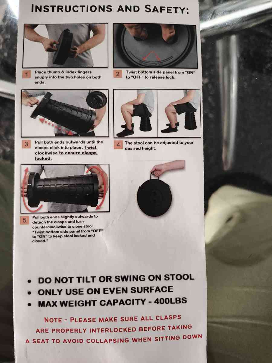 Numanu Collapsible Stool Pickup by buyer or delivery to an a - Fort Lauderdale, Florida