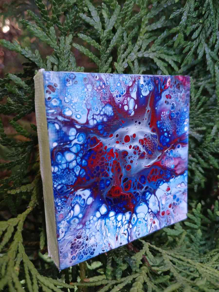 Orb Eruption Acrylic Pour Painted Magnetic Stretched Canvas - Kingston, Pennsylvania - FleaMarketBay