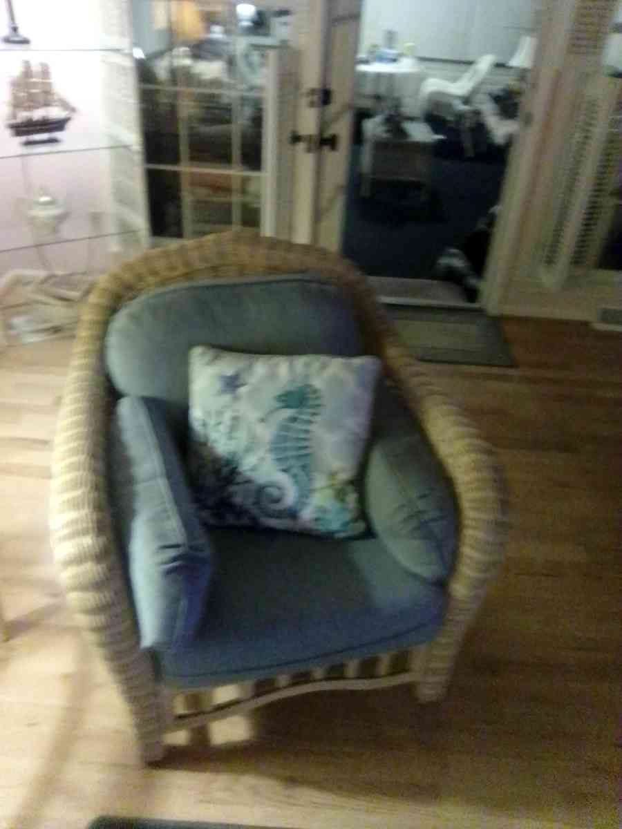 Rattan chair with cushions - Summerville, South Carolina - FleaMarketBay