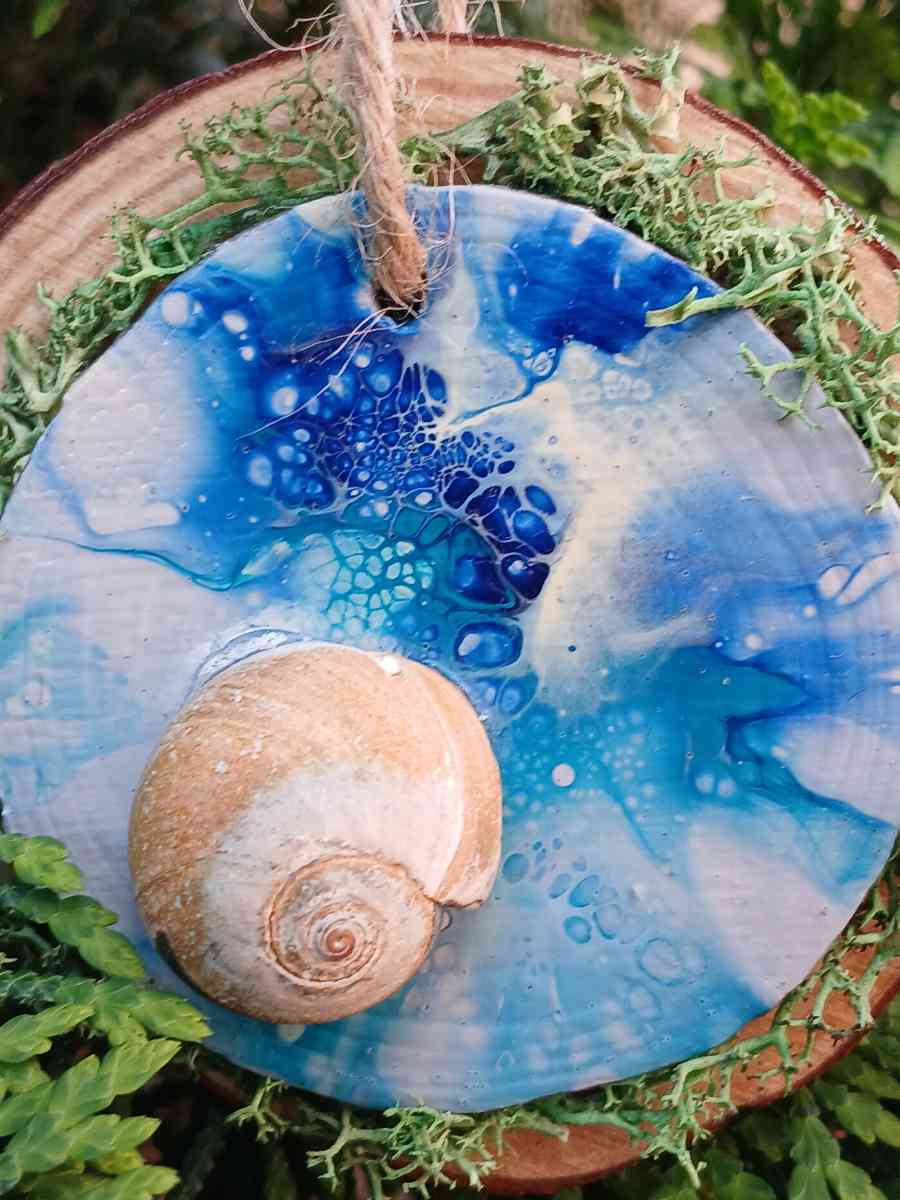 Down by the Sea Hanging Wooden Pour Painted Sharks Eye Ornam - Kingston, Pennsylvania - FleaMarketBay