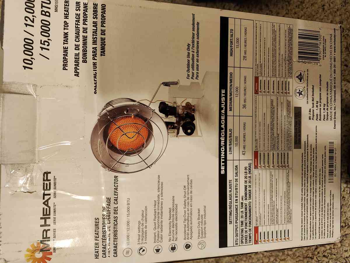 Mr heater 10 12 15 thousand btu propane tank top heater - Eldorado, Illinois
