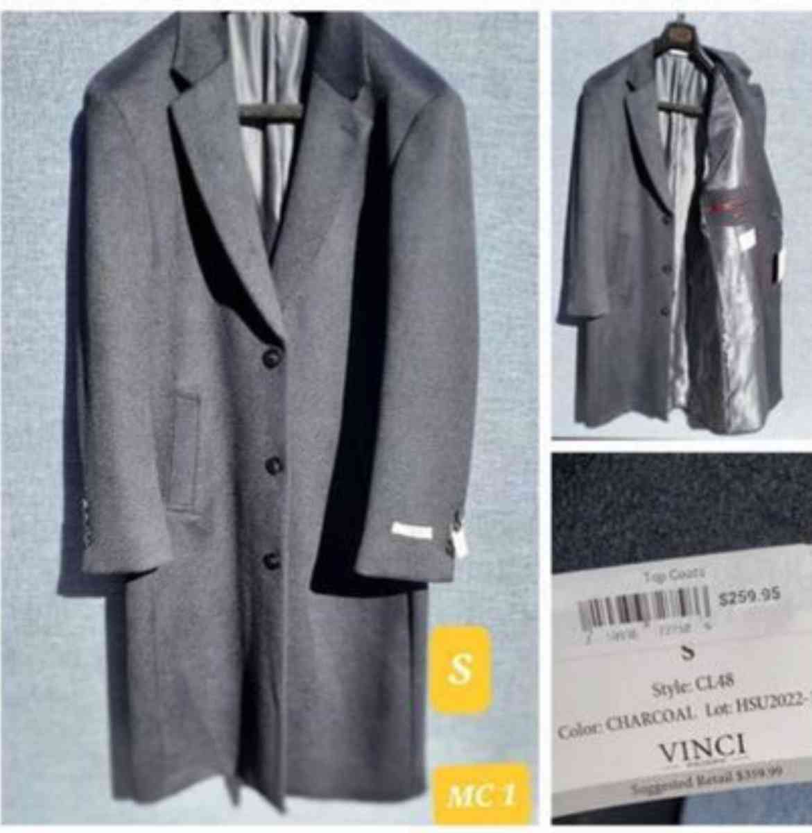 MENS TOP COAT  SMALL  CHARCOAL  RRR Apparel - Rock Island, Tennessee