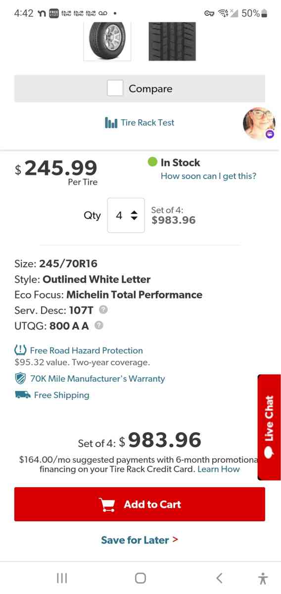 Michelin Defender LTX MS 24570R16 - Hesperia, California - FleaMarketBay