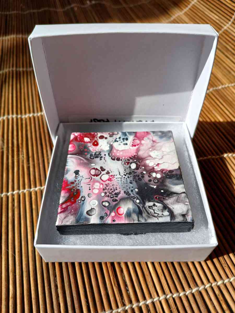 Orb Aftermath Acrylic Pour Painted Magnetic Stretched Canvas - Kingston, Pennsylvania - FleaMarketBay