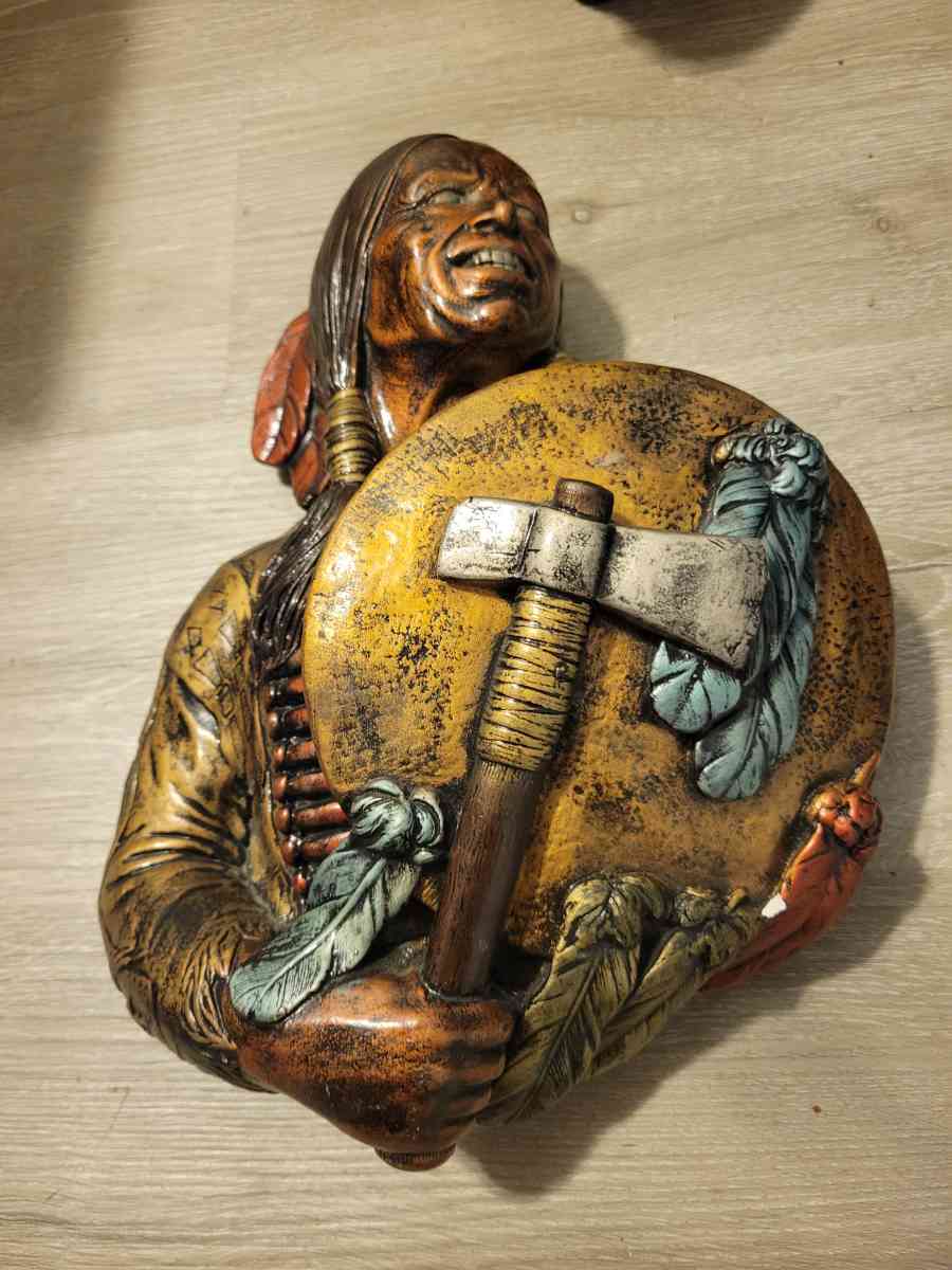bronze and plaster Indian chief heavy wall plaque - Cleveland, Ohio
