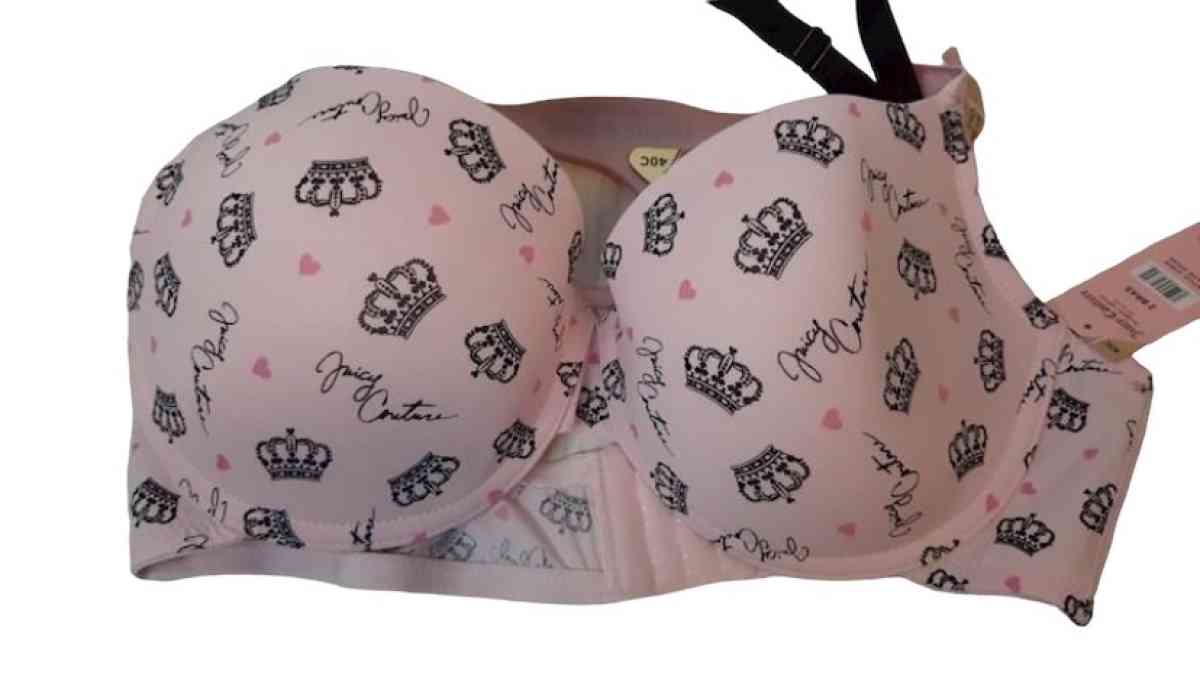 Juicy Couture NWT Bra Set Pink W Logo  Black Size 40C - Chicago Heights, Illinois - FleaMarketBay