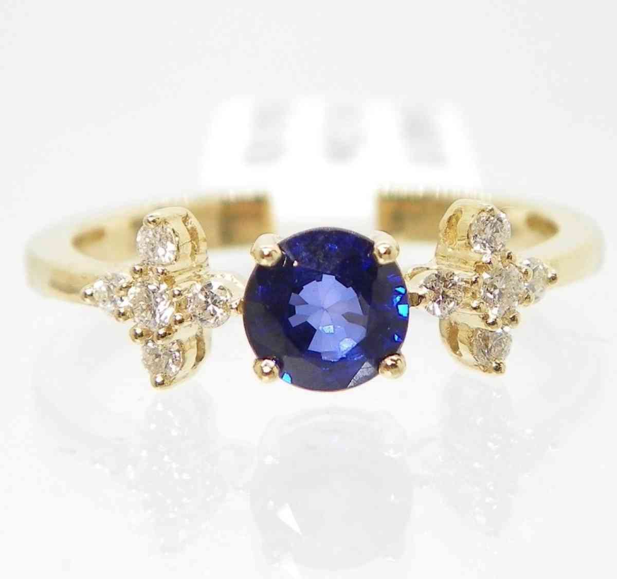 14k gold ring blue sapphire with diamonds - Antioch, Tennessee - FleaMarketBay