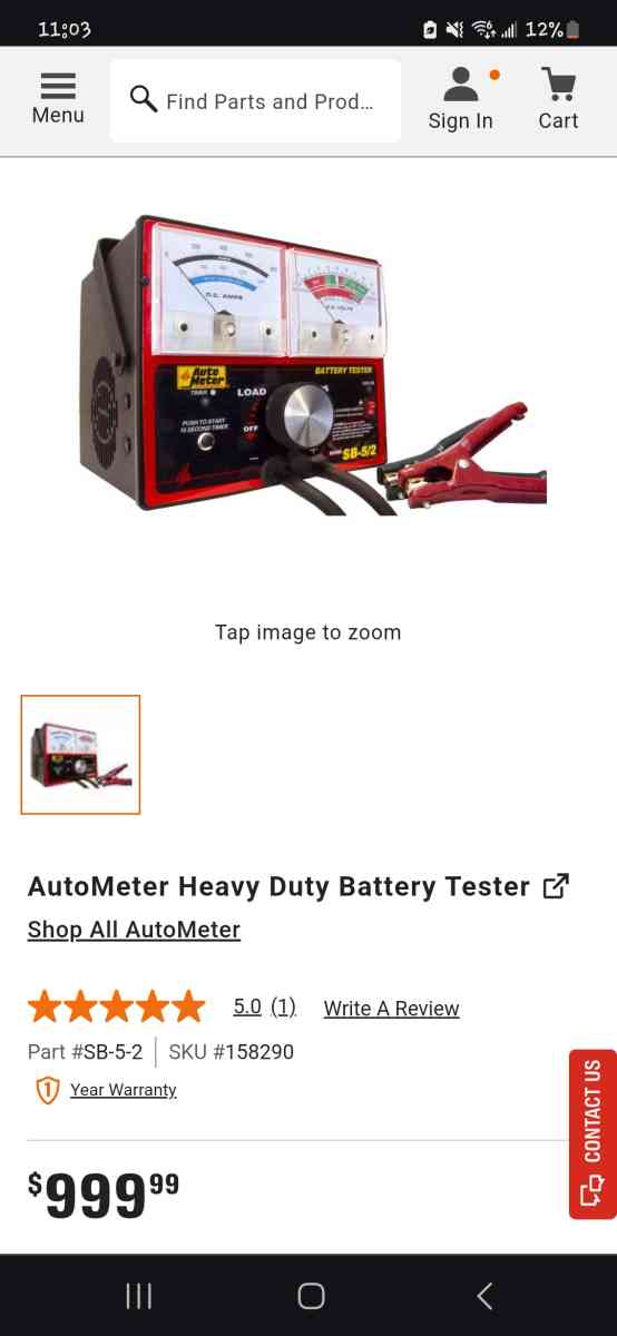 Auto Meter Products SB52 Battery Tester 800 Amp WUnloader - Westland, Michigan - FleaMarketBay
