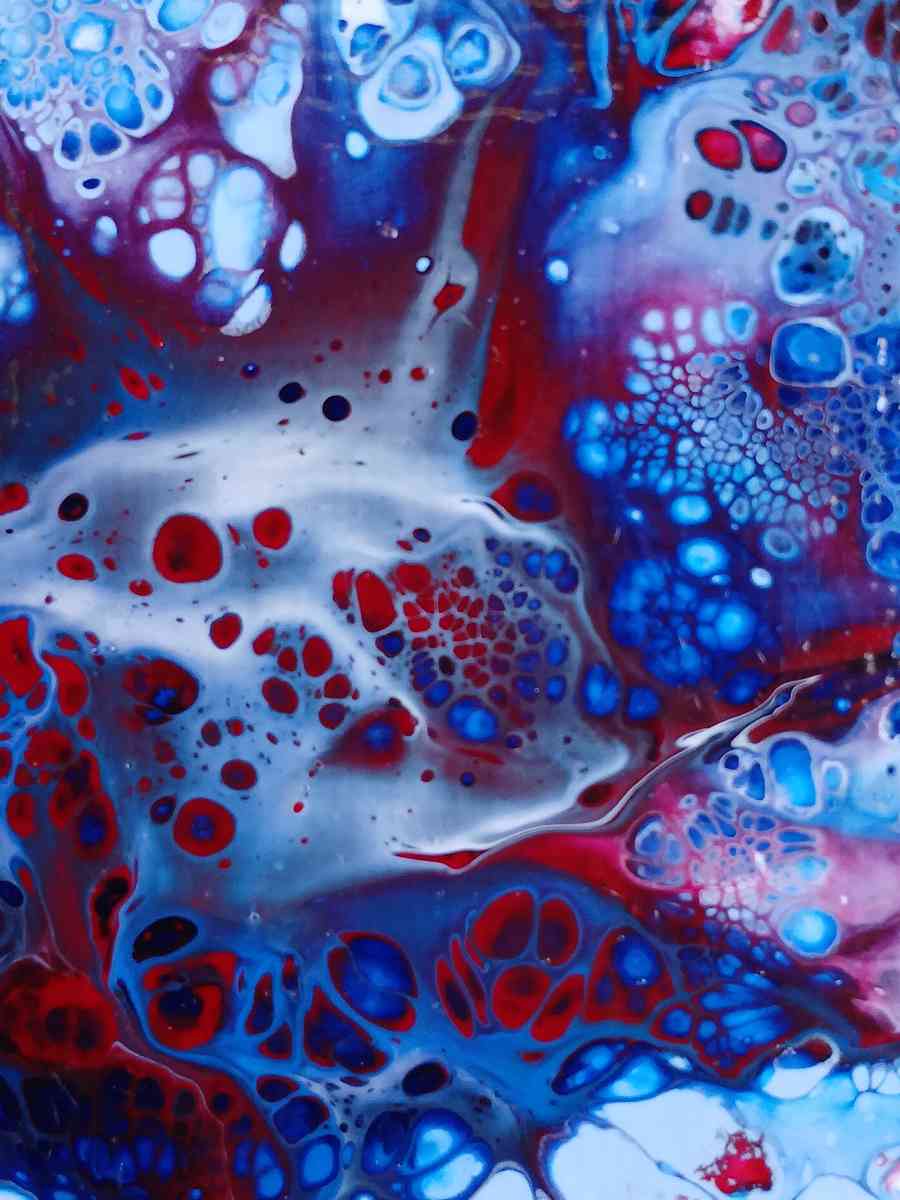Orb Eruption Acrylic Pour Painted Magnetic Stretched Canvas - Kingston, Pennsylvania - FleaMarketBay