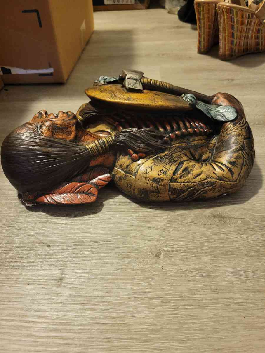 bronze and plaster Indian chief heavy wall plaque - Cleveland, Ohio - FleaMarketBay