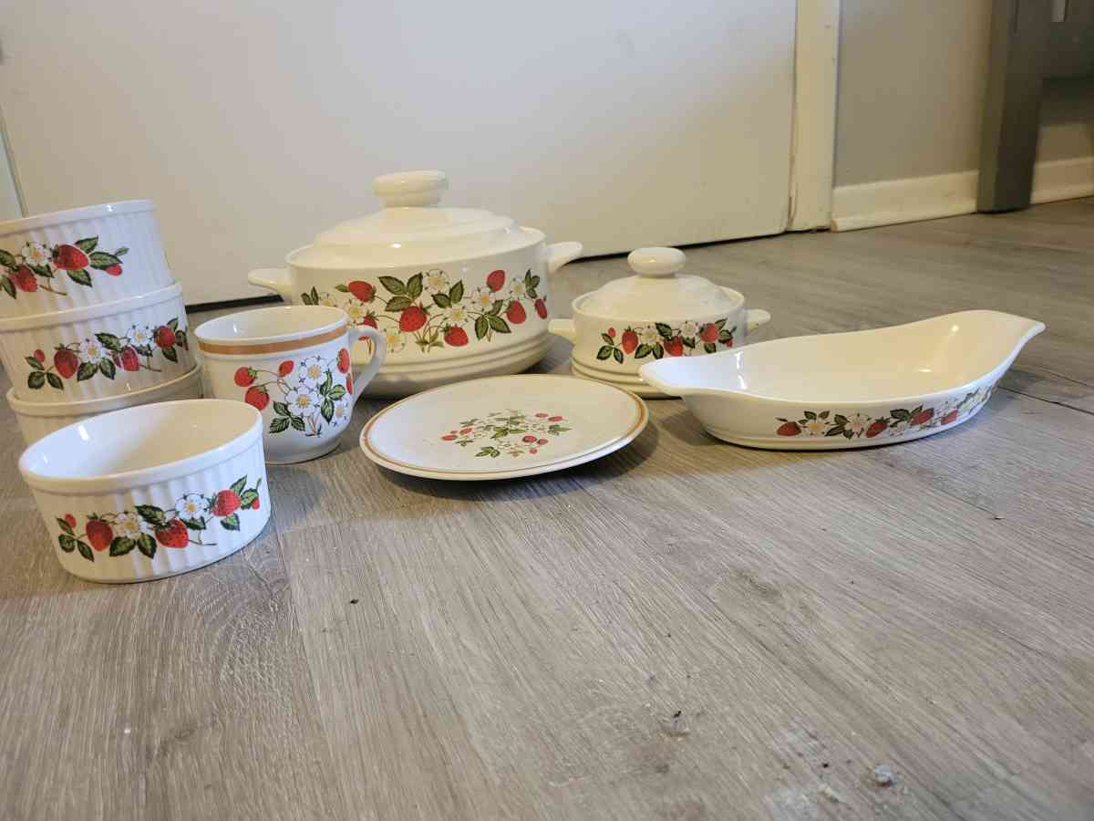 Vintage perfect condition Sheffield 11 pc Strawberries n cre - Cleveland, Ohio - FleaMarketBay