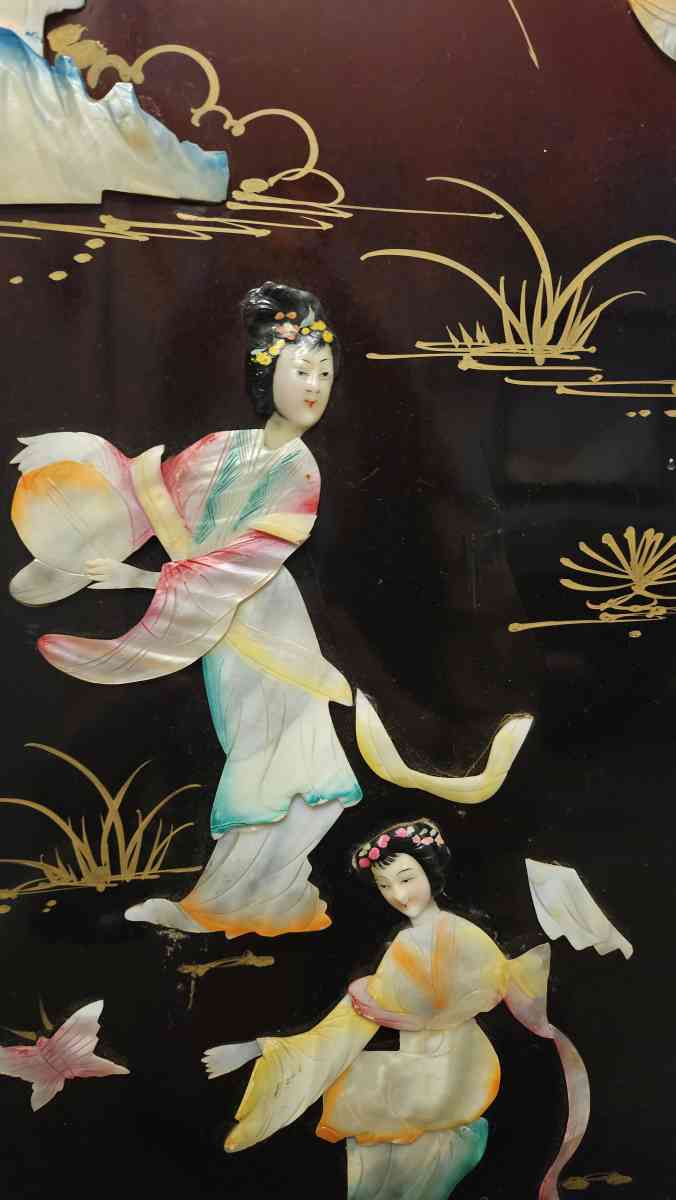 VINTAGE CHINESE MOTHER OF PEARL 3D ALBALONE SHELL ART - San Antonio, Texas - FleaMarketBay