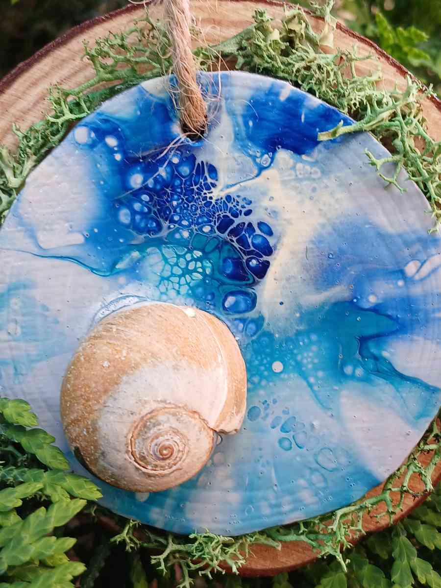 Down by the Sea Hanging Wooden Pour Painted Sharks Eye Ornam - Kingston, Pennsylvania - FleaMarketBay